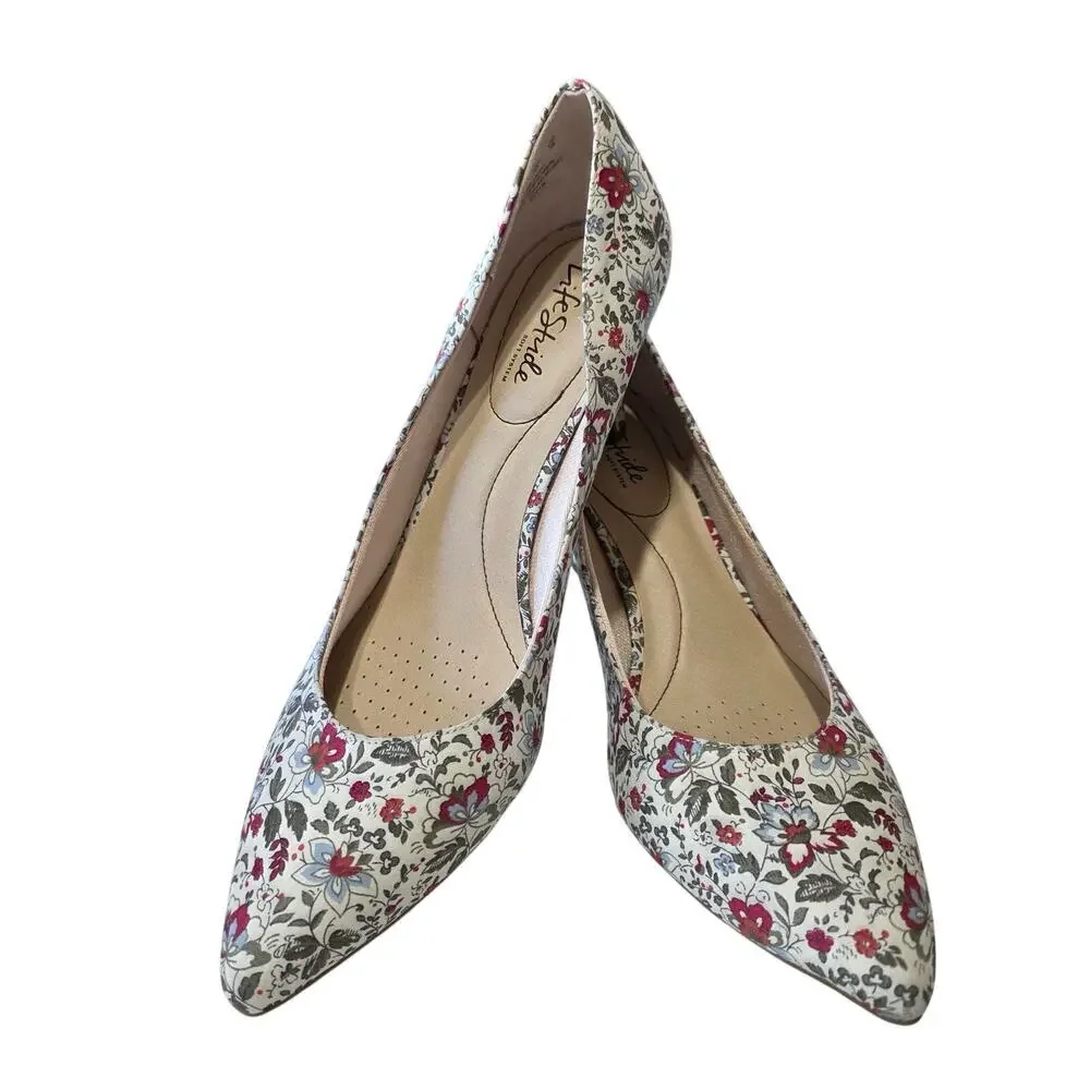 Life Stride Sevyn Pump Red Multi Floral Size 11M